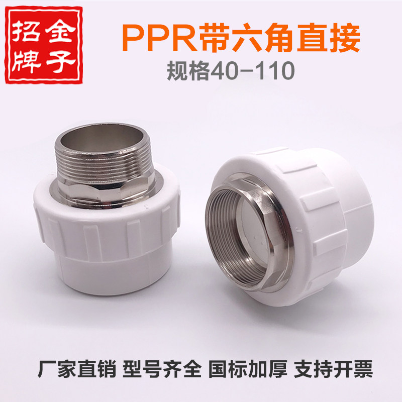 PPR with hexagonal inner and outer wire directly thickened 40 50 63 75 90 110 brass inner and outer tooth straight through thread