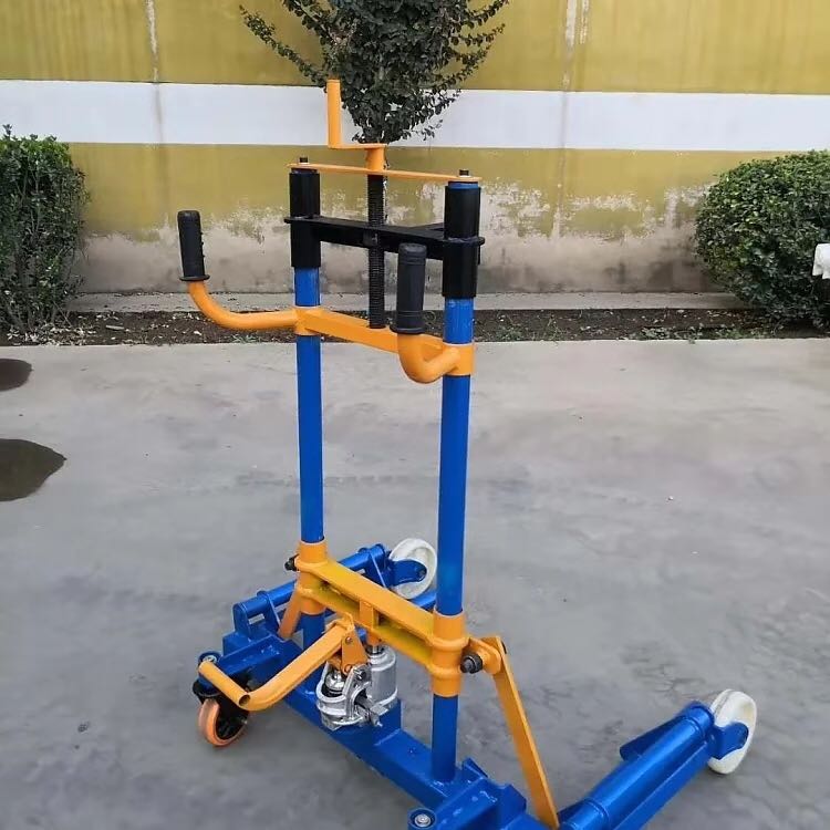 Manual-style forklift hydraulic large tire handler holding tire can rotate new upgraded trailer