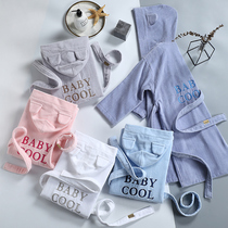 Children towel material Bathrobes Absorbent Speed Dry Pure Cotton Thickened Male with hood Female Sleeping Robes Palate Bathrobe Kid Baby