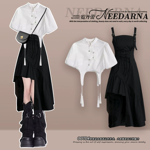 Новое женское маленькое черное платье в китайском стиле классное и сочетается с полным комплектом летней одежды, юбкой-сумкой для малышей, крутым и сексуальным черным платьем.