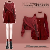 Красное бархатное платье, комплект, французский стиль, изысканный стиль, подходит для подростков