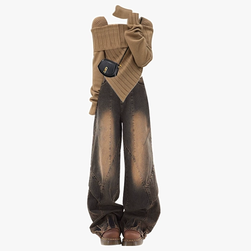 Трикотажный свитер, джинсовый комплект, штаны, подходит для подростков