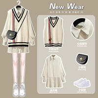 Бежевый жилет, абрикосовое ретро платье, осенний модный комплект, популярно в интернете