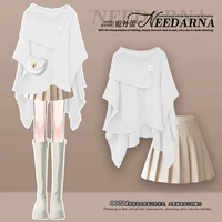 Белый свитер, платье, демисезонная зимняя осенняя юбка, подходит для подростков