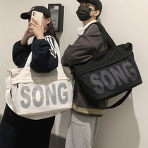 Messenger bag female Joker ins tide student Korean version of large-capacity Mori alphabet shoulder bag canvas travel backpack men