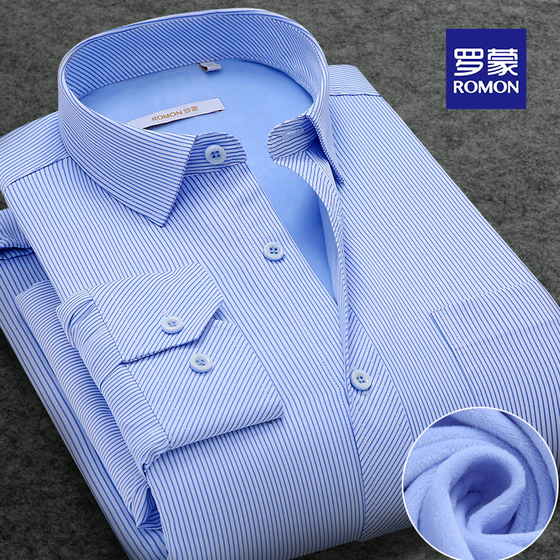 Romon Romon Winter Plus Suede Thickened Warm Shirt Men Business Casual Old Age Loose Large Size Shirt