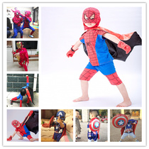 Childrens Spider-Man Pajamas Giant Autumn Clothing Trousers Steel Underwear Set Animation Hero Captain Performance Clothing