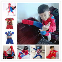 Childrens Man Super Hero Underwear Spider Pajamas Steel Clothes Beauty Captain Autumn Clothes Giant Green Home Clothes