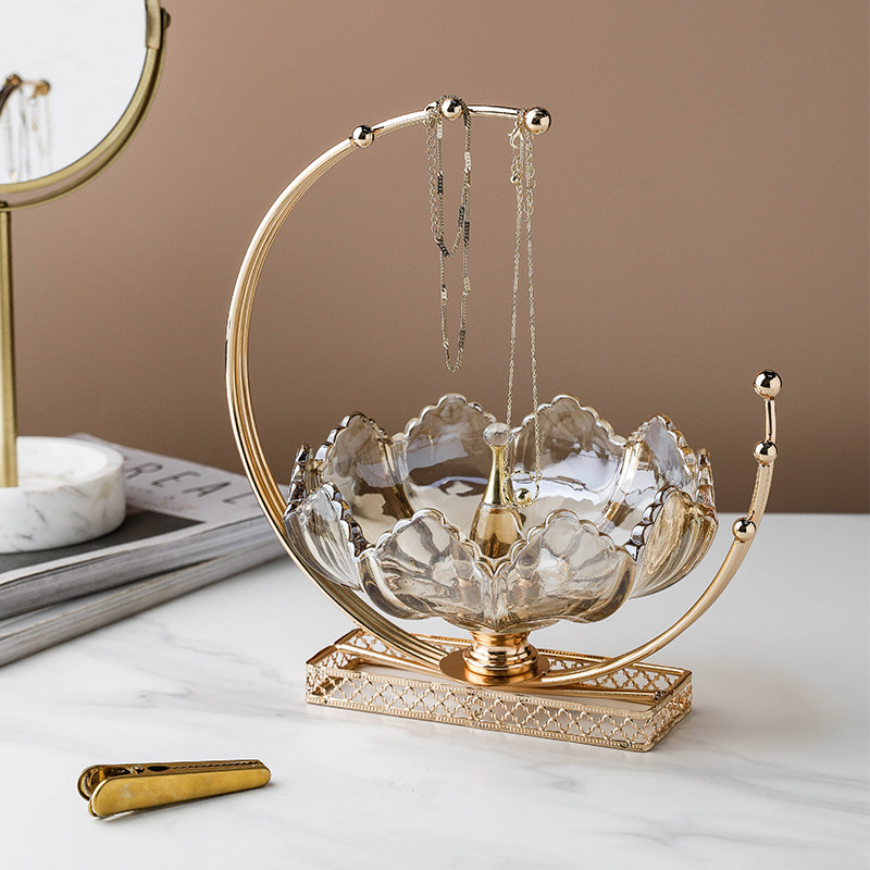 Creative light luxury American glass fruit plate Home living room coffee table snack plate decorated dessert table ornament storage bowl