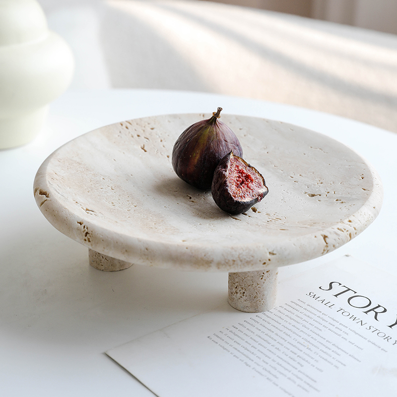 Nordic Silence Extreme Brief Yellow Cave Stone Decorative Fruit Tray High Foot Tray Tray Trays Cream Wind Advanced Sensation Swing Piece-Taobao