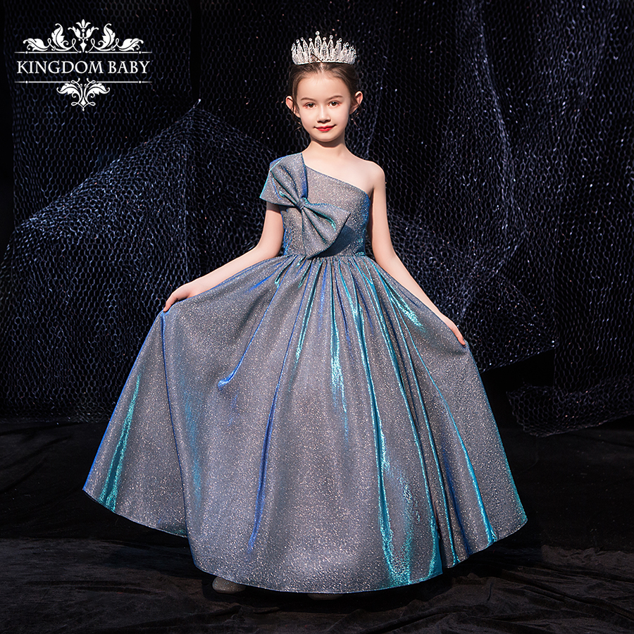 Little girl princess dress dress foreign style children's high-end catwalk dress magic color girl piano performance dress evening dress