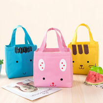 Cute cartoon expression Bento bag ice bag portable thick waterproof canvas lunch box bag lunch with rice insulation bag