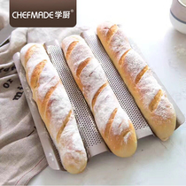 chefmade school kitchen baking mould heavy steel gold small number wave three grooves non-stick style bread long stick