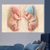 Foreign cute dragon and twin doll poster male and female baby twin baby picture wall sticker Pregnant woman fetal education bb sticker