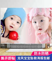 Twin baby painting pregnant mother dragon and phoenix doll painting big picture wall sticker baby portrait cute little bb photo illustration