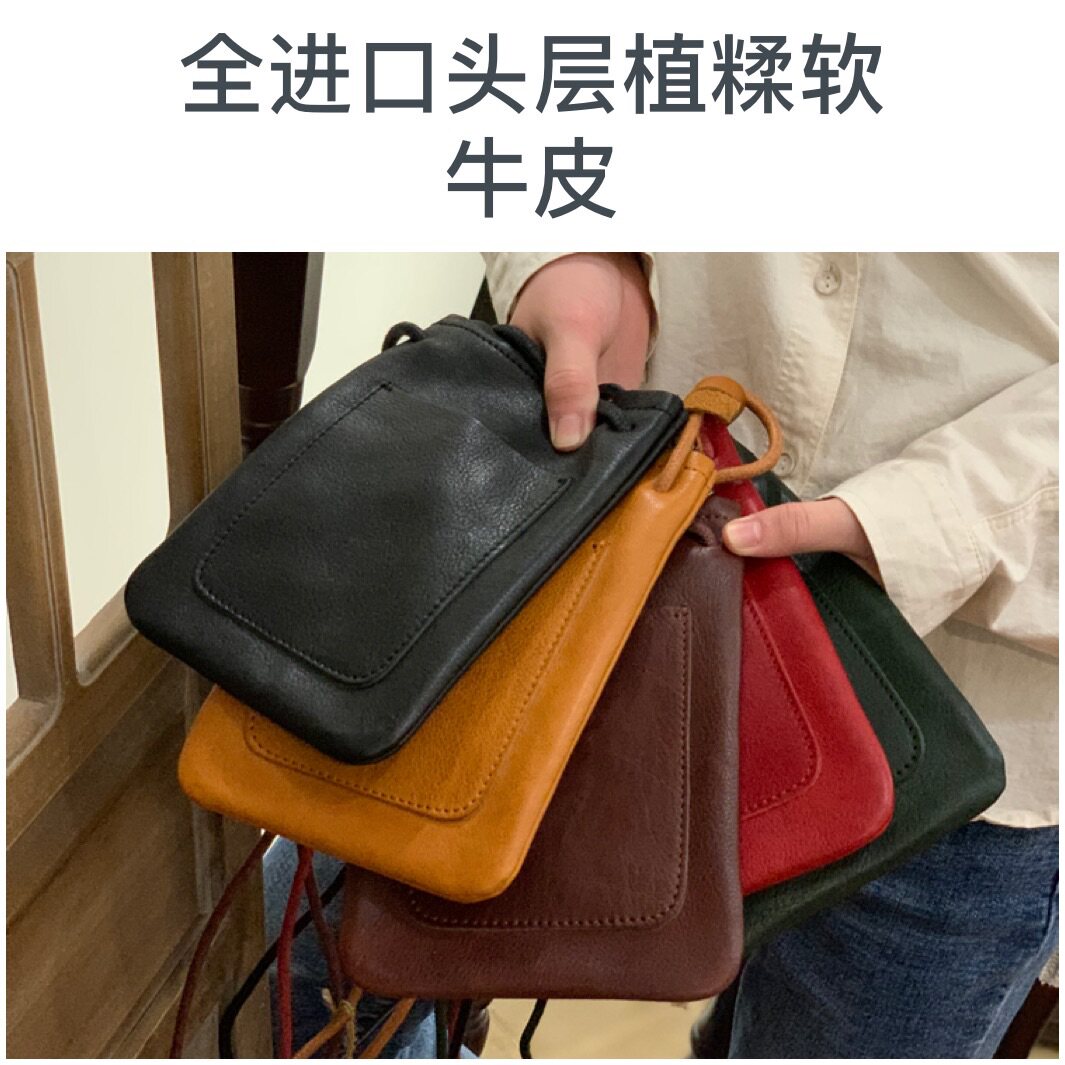 сумка 复古手机包森系休闲随身迷你包斜跨抽带收纳包夏季轻巧便捷手机袋