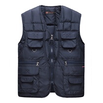 Autumn and winter down cotton vest thickened middle-aged male fathers horse clip cotton jacket coat middle-aged coat