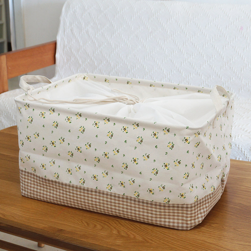 Field Garden Day Style Clothes Toy Basket Dorm Room Finishing Box Bungled Dust Washable Cotton Linen Containing box containing basket