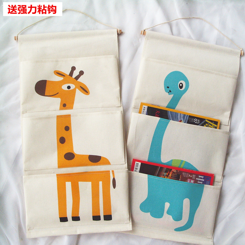 Cute Cartoon Animal Cloth Art Wall Hanging Containing Hanging Bag Nursery School Children Room Book Plotter Book Bag