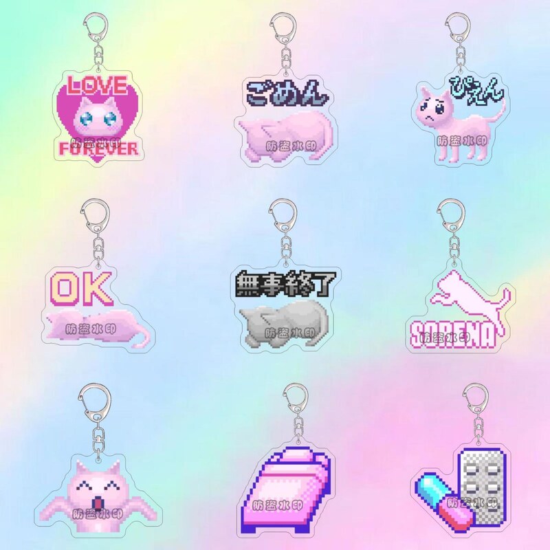 Streamer Girl Heavily Relies on Peripheral Keychains, Cute Pixel Icon Series, Acrylic Backpack Charms, and Accessories Streamer Girl Heavily Relies on Peripheral Keychains, Cute Pixel Icon Series, Acrylic Backpack Charms, and Accessories