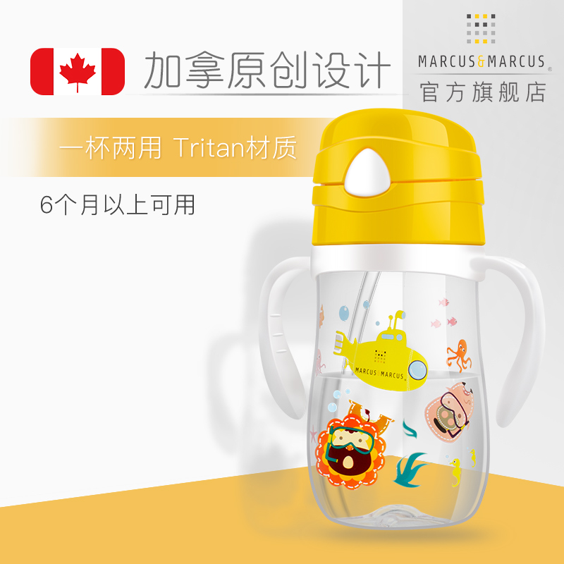 MARCUS Maculion Baby Straw Cup Baby School Drink Cup Children's Water Cup With Handle Kindergarten Anti-Leakage Anti-Fall