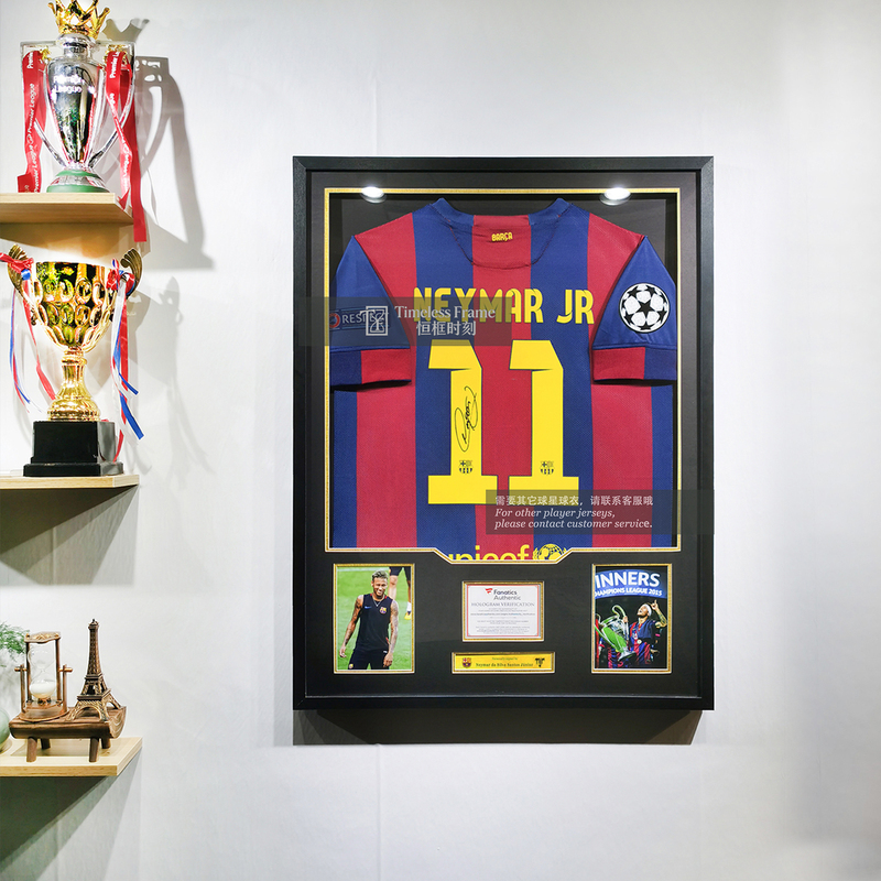 Neymar's Signed Barcelona Jersey Framed in a Photo Frame with Decorative Display Frame, a Commemorative Gift for Fans on Their Birthday