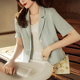 Apricot short suit jacket women's summer thin section 2022 new small casual fried street short-sleeved suit top