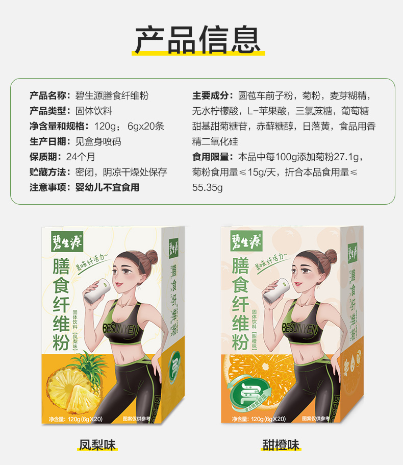 【碧生源】排油清肠膳食纤维粉6g*20条