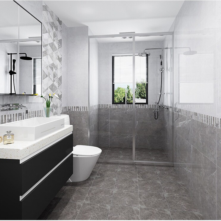 Foshan Tile Grey Marble Striped Wall Brick 300x600 Makeup Room Porcelain Sheet Kitchen Glazed Tile Ground Floor Tiles