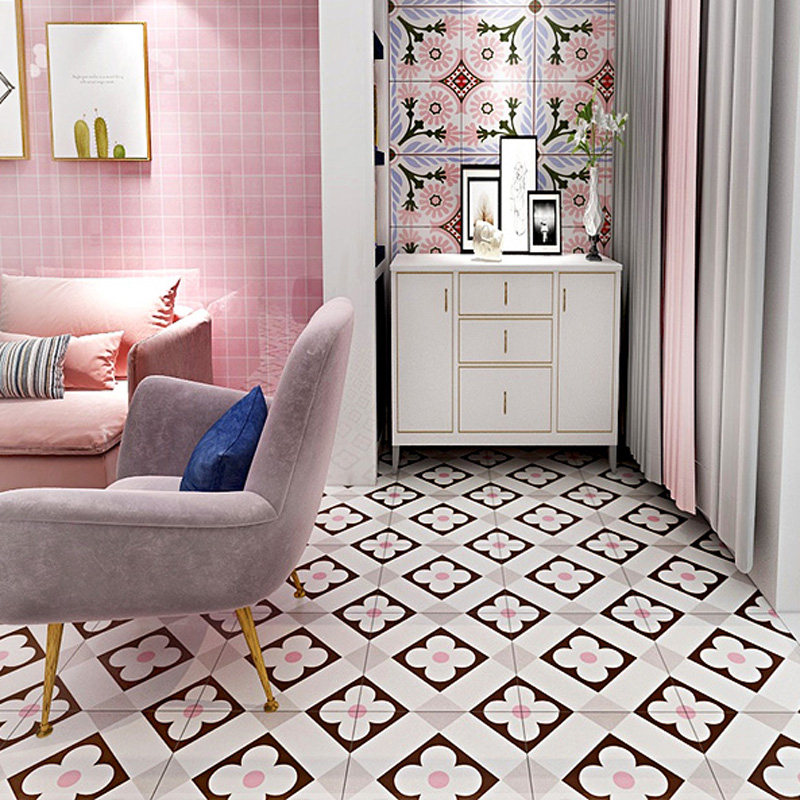 Girl pink net red floor tile tile 300X300 antique brick powder room balcony non-slip tile kitchen and bathroom tiles