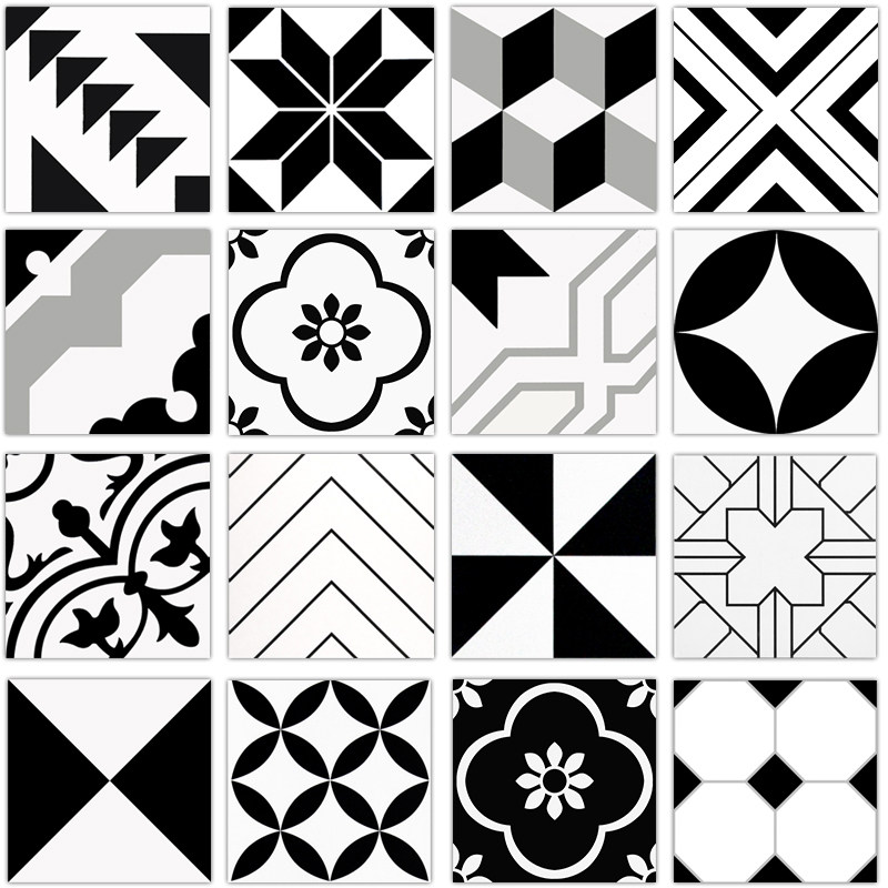 Kitchen tile wall tile Nordic style black and white homestay tile 300x300 toilet balcony retro non-slip floor tile