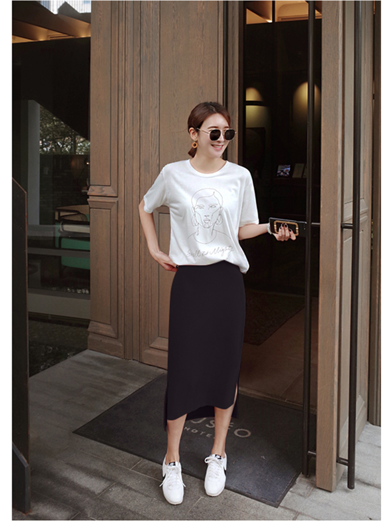 Phụ nữ mới mùa xuân và mùa hè Hương vị váy đôi khe trong phần dài màu đen đơn giản thời trang túi hông cao eo sang trọng váy - Váy chân váy xòe hoa