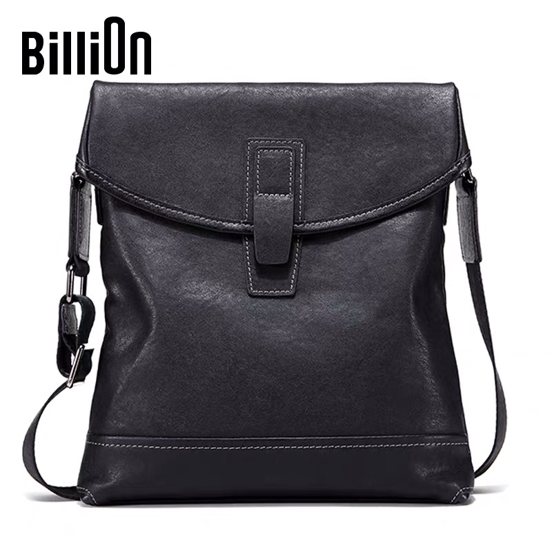 Cold beast shoulder bag men's leather men's bag cowhide trend Korean casual business crossbody backpack men's bag tide brand