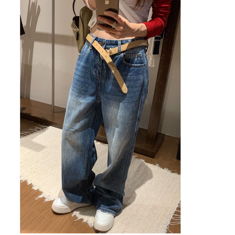 Used Denim High-Waisted Slimming Drapey Straight-Leg Jeans Early Autumn Casual Long Pants for Women 2026 New Style Used Denim High-Waisted Slimming Drapey Straight-Leg Jeans Early Autumn Casual Long Pants for Women 2026 New Style