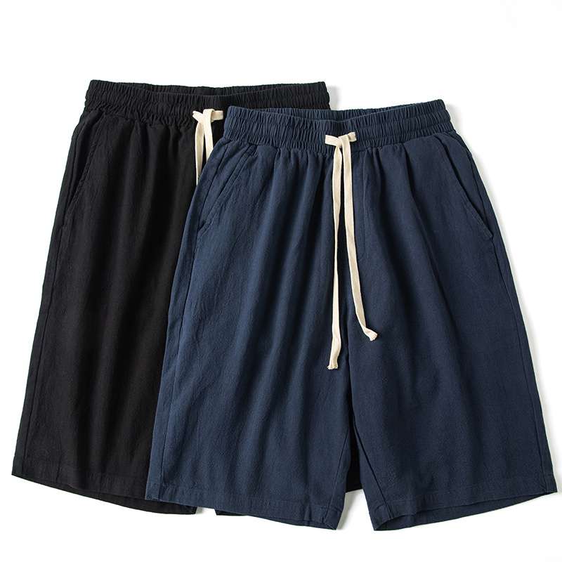 Plant Direct to Deep Sea Blue 210g Heavy 50% Pants Summer Ice Silk Cotton Sports Shorts Draw Rope