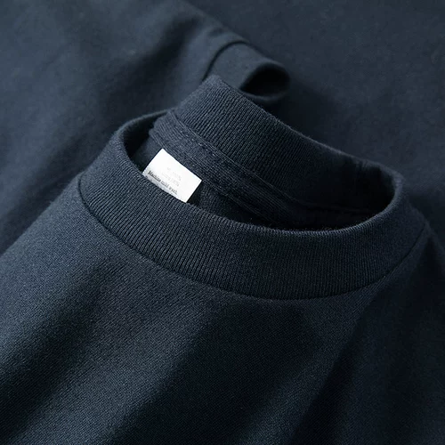 Высококачественный Синьцзян Коттон!Футболка с темно-синим 250 г тяжелой сплошной сплошной рубаш