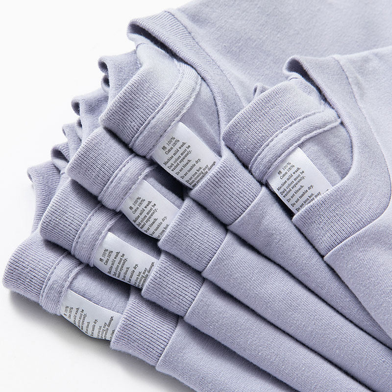 2022 latest in light purple 250g Heavy pounds pop 100 hitch short sleeves Pure Color Casual Neater Lovers