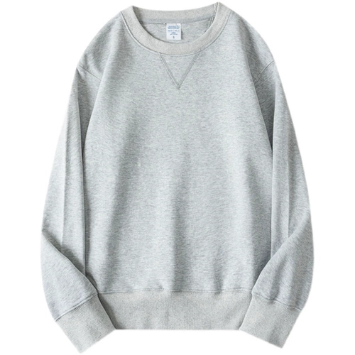 Товар хорошего качества!Серый вереск, 340 г, плотный однотонный хлопок с перевернутым треугольником, свободный и повседневный осенний базовый слой