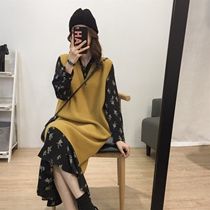 Large size early autumn clothing 2021 fat sister foreign vest dress age age fashion two-piece female micro fat temperament