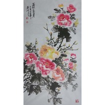 Flower blooming rich Chinese painting famous Chinese painting painting painting Chinese porch decoration painting vertical peony aisle corridor hanging painting