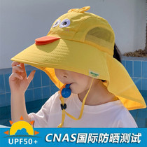 Childrens neck sun hat sun hat big brim boy and girl Beach fishermans hat summer sunscreen baby hat tide