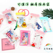 Fingerprint unlock touch screen floating airbag inflatable mobile phone waterproof bag outdoor diving swimming bag beach apple 5 inches