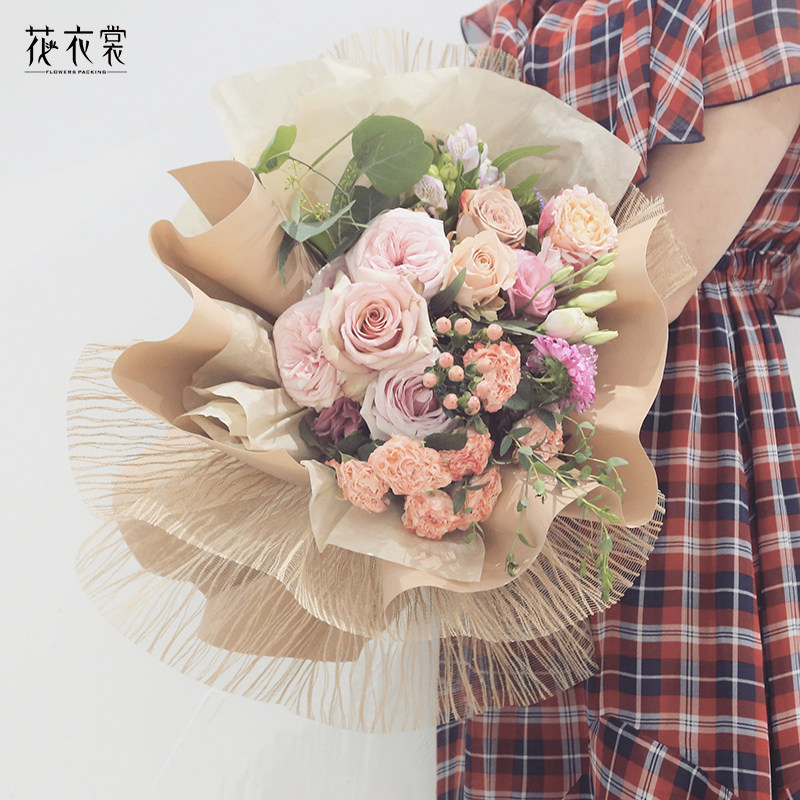 Floral clothes Korea Vertical Striped Yarn Lulu Nets Goddess Yarn Rose Coarse Mesh Flowers Bouquet Packaging Material