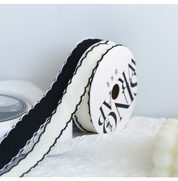 花衣裳 黑白系列丝带鲜花花束绑带烘焙diy蝴蝶结花艺材料详情7