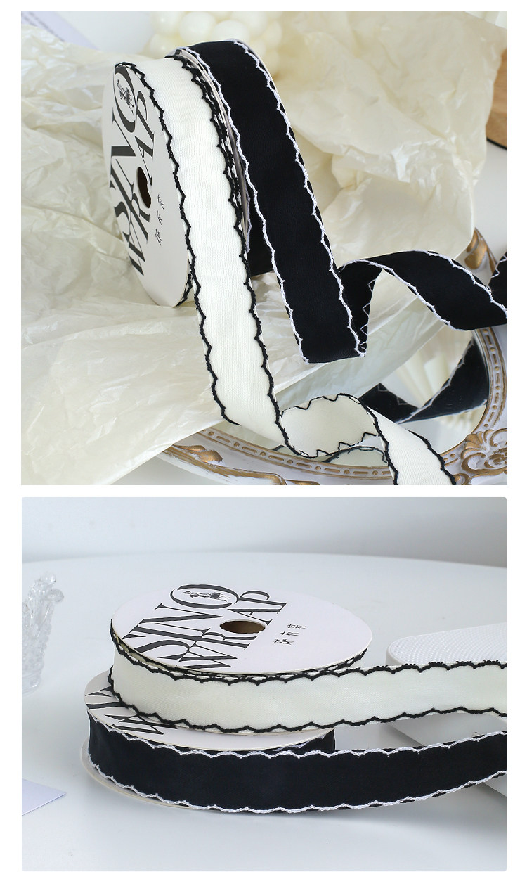 花衣裳 黑白系列丝带鲜花花束绑带烘焙diy蝴蝶结花艺材料详情3