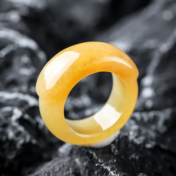 Yangzi jewelry gold amber ningguang laokeng delicate honey yellow jade saddle ring f