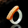 Yangzi Jewelry Chiyun Laokeng red jade pretty color cleverly carved antique pattern jade ring