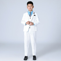 Boys suit suit fat version plus fat white small suit jacket speech host performance fat boy flower girl dress