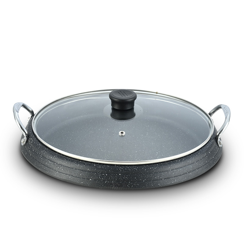 Korean-style hot pot plate outdoor household barbecue plate cassette furnace smokeless fried Maifan stone non-stick grill pan army hot pot