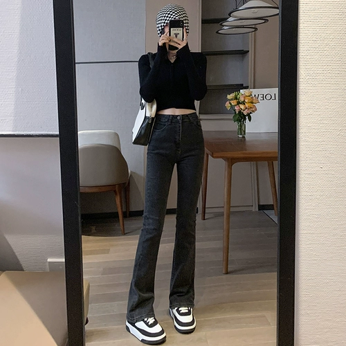Дизайнерские джинсы, штаны, эластичные штаны-клёш, 2024 года, новая коллекция, высокая талия, тренд сезона, по фигуре, подходит для подростков